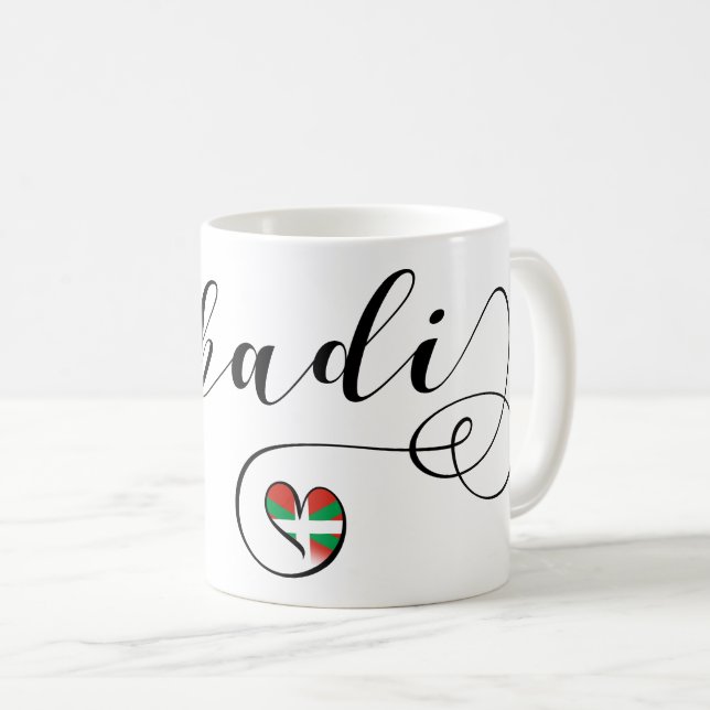 Euskadi Basque Land Heart Flagga Kaffemugg (Framsida höger)