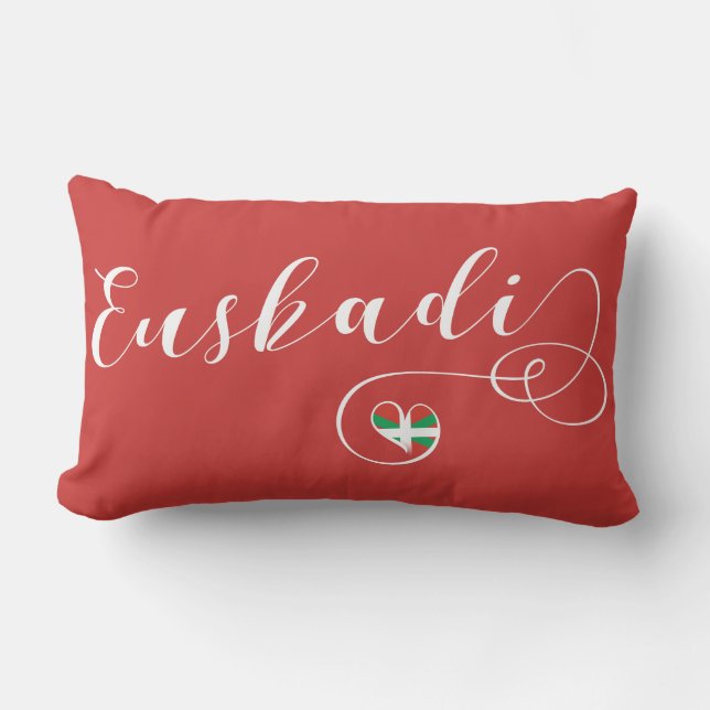 Euskadi Flagga Heart, Baskien Land Lumbarkudde (Framsida)