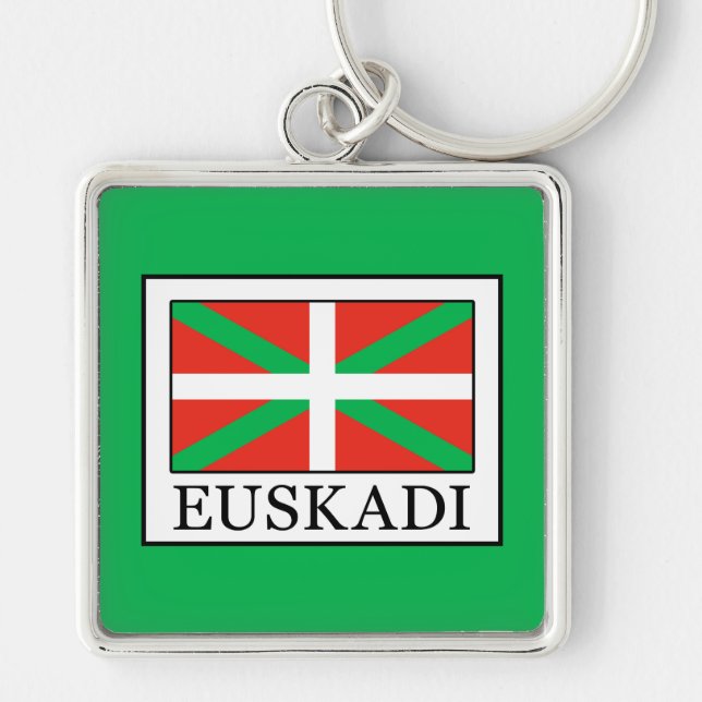 Euskadi Fyrkantig Silverfärgad Nyckelring (Framsidan)