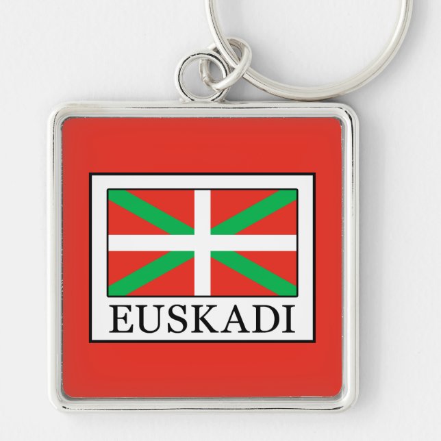 Euskadi Fyrkantig Silverfärgad Nyckelring (Framsidan)