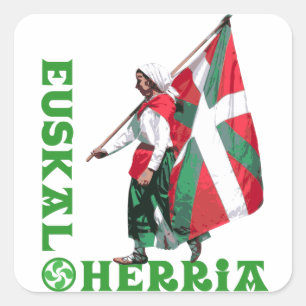 Euskal Herria: Flicka som bär den baskiska flagga Fyrkantigt Klistermärke