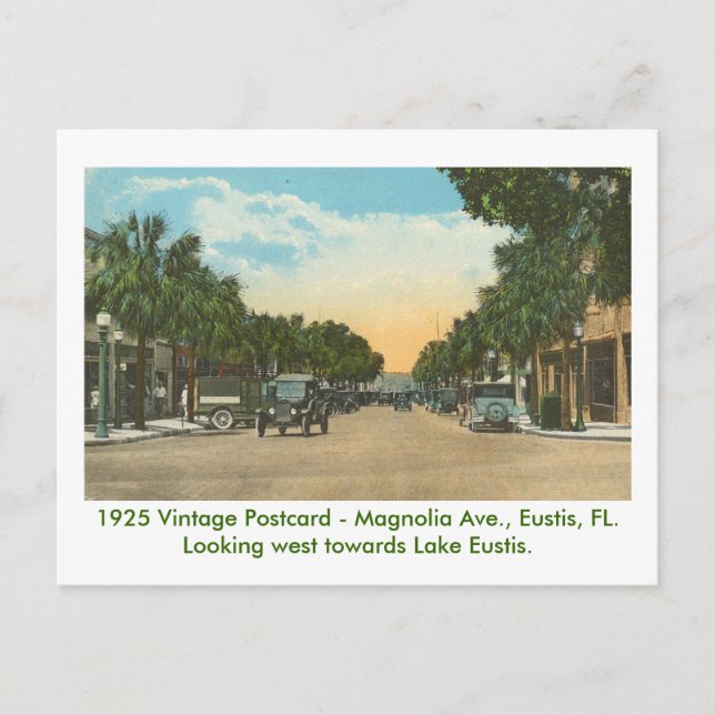 Eustis, FL - Magnolia Ave - 1925 Vykort (Framsida)