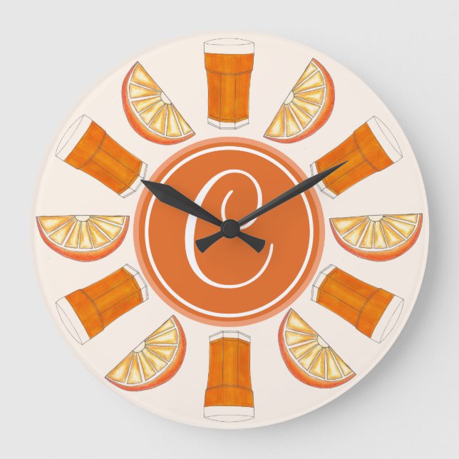 EUT Orange Juice Fruktig Kitchen Breakfast Nook Stor Klocka (Framsida)