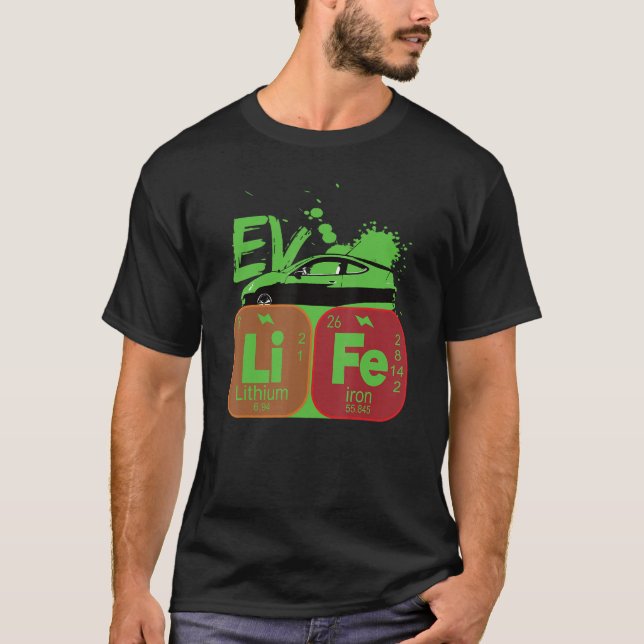 Ev-bilars livslängd för periodiska elkraftfordon i t shirt (Framsida)