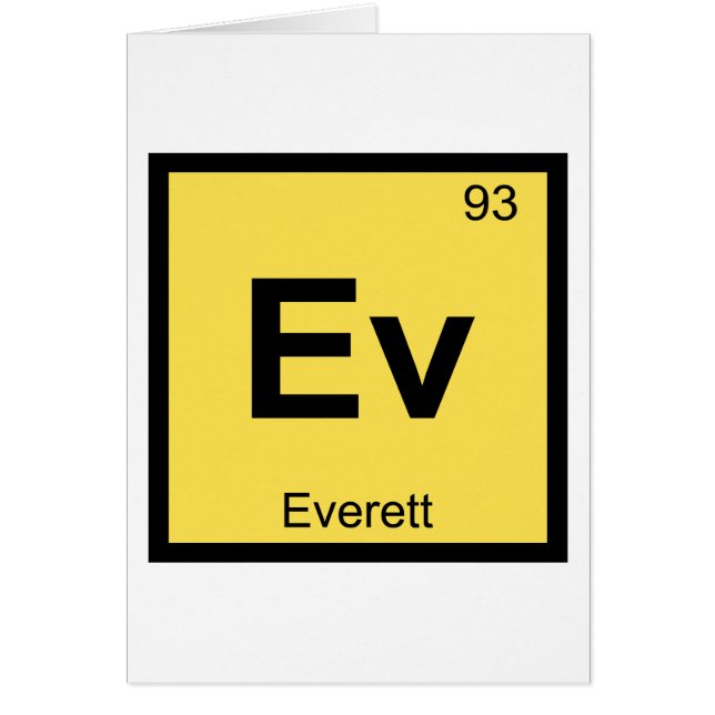 Ev - Everett Washington Kemi Periodiska Systemet Hälsningskort (Framsidan)