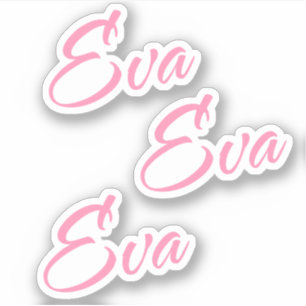 Eva Decorative Namn i Rosa x3 Sticker Klistermärken