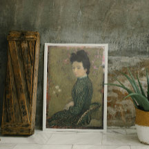 Eva Meurier i en Grönt Dress Poster