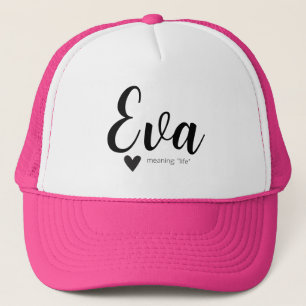 Eva Namn betyder minimalt Modern Script Black Whit Keps