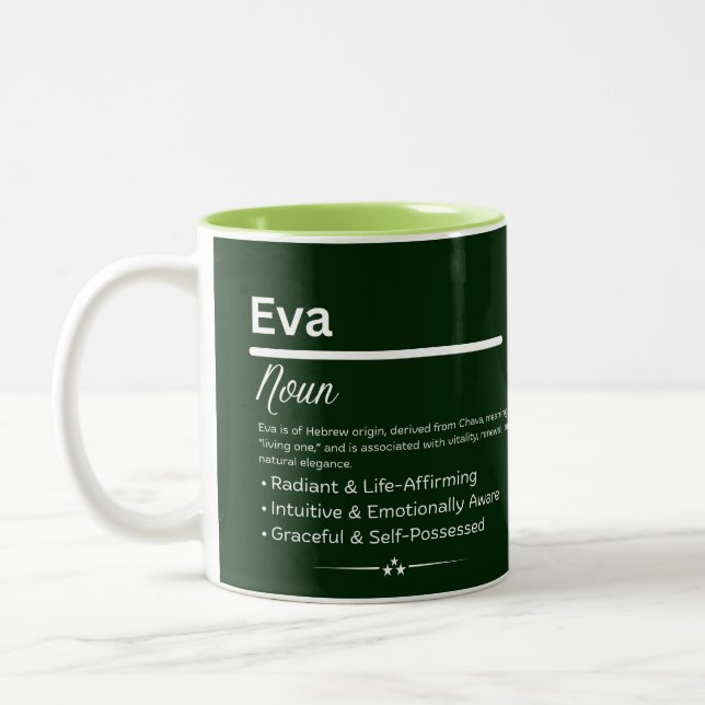 Eva Personalized Girl Name Meaning Coffee Mug Två-Tonad Mugg (Vänster)