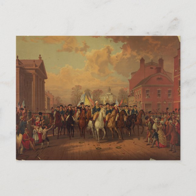 Evakueringsdagen Washington's inträde i New York C Vykort (Framsida)
