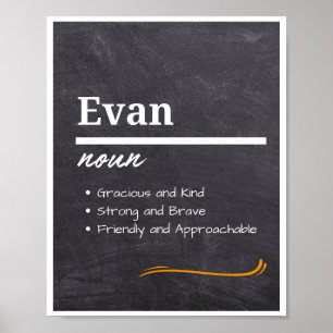 Evan, Boy Personalized Namndefinition Poster
