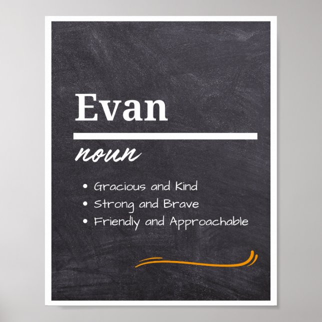 Evan, Boy Personalized Namndefinition Poster (Framsidan)