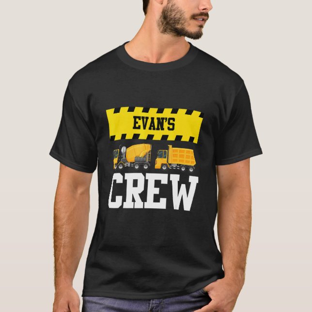 Evan Construction Crew Anpassningsbar Dumptruk Las T Shirt (Framsida)