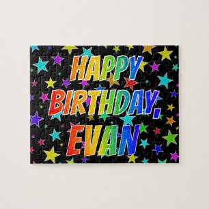 "EVAN" Första Namn, Roligt "GRATTIS PÅ FÖDELSED Pussel