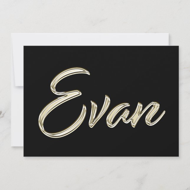 Evan Name white gold Handwriting Karte Kort (Framsida)