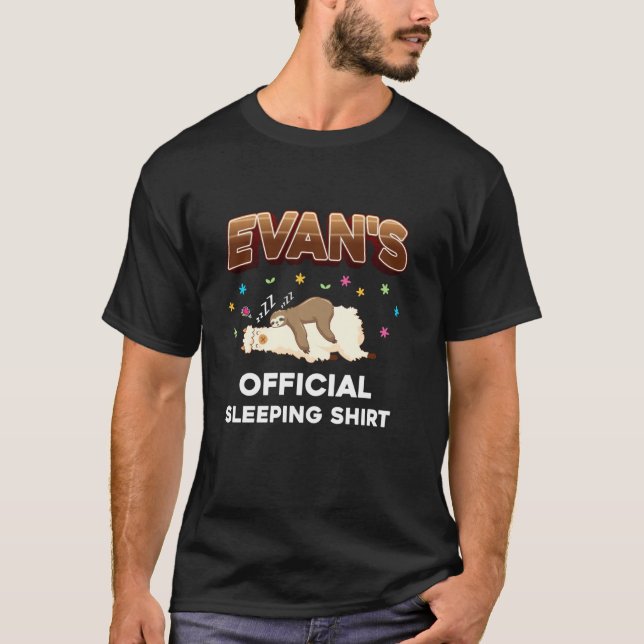 Evan Namn Sleeping Personlig Pajama T Shirt (Framsida)