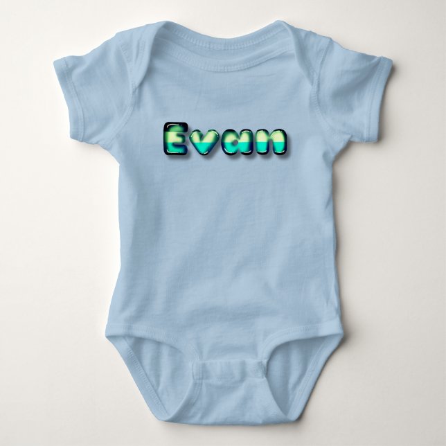 Evan pojke namn kawaii 3d brev t shirt (Framsida)