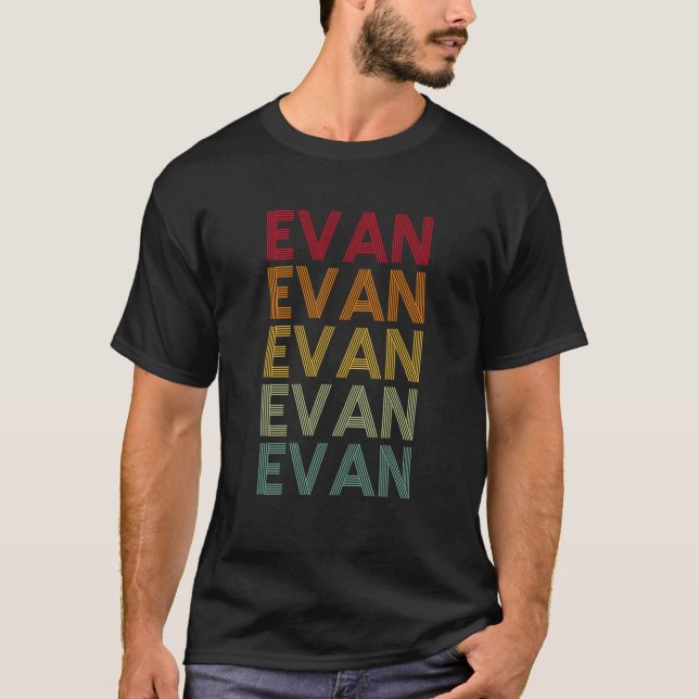 Evan Retro Namn Humor Nickname T Shirt (Framsida)