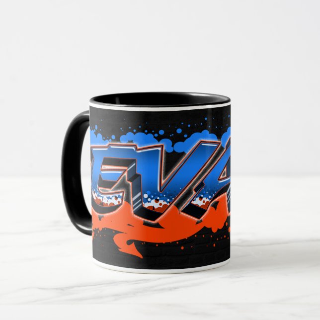 Evan Vorname Name Graffiti blue orange Tasse Mugg (Framsida vänster)