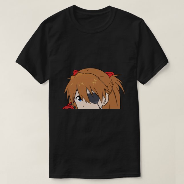 Evangelion Asuka Langley Anime Peeker Sticker Stic T Shirt (Design framsida)