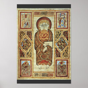 Evangelist och symboler av Irischer Meister (bäst Poster