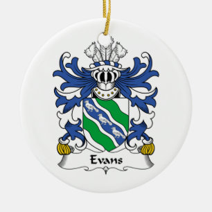 Evans familjvapensköld julgransprydnad keramik