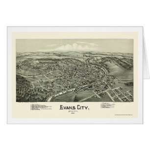 Evans stad, panorama- karta för PA - 1900 Hälsningskort