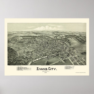 Evans stad, panorama- karta för PA - 1900 Poster
