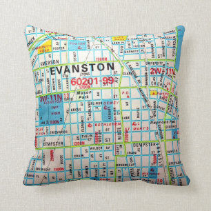 EVANSTON IL-vintagekarta Kudde