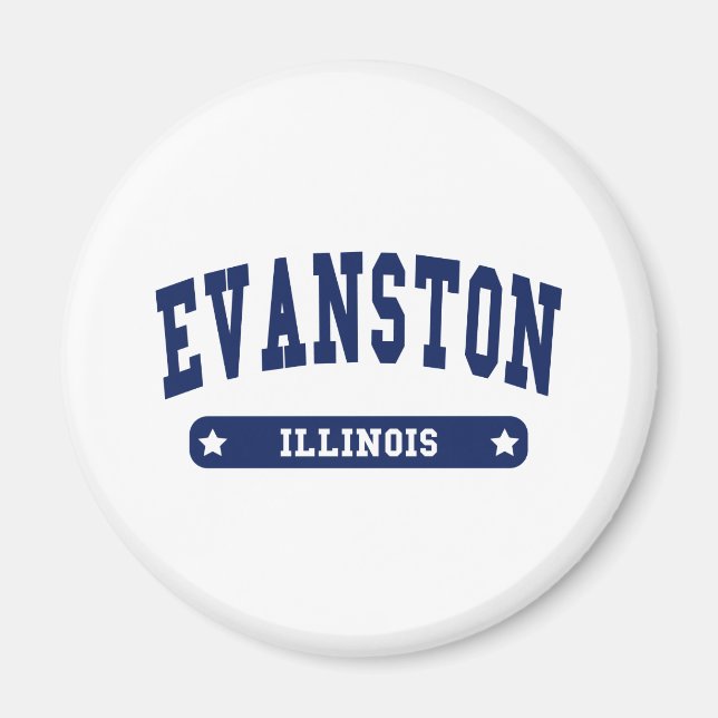 Evanston Illinois College Stil T-tröjor Magnet (Framsidan)