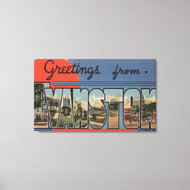 Evanston, Illinois - Large Brev Scenes Canvastryck (Framsida)