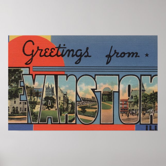 Evanston, Illinois - Large Brev Scenes Poster (Framsidan)