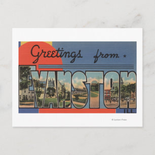 Evanston, Illinois - Large Brev Scenes Vykort