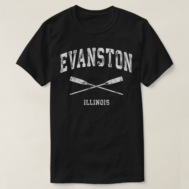 Evanston Illinois Vintage Nautical Crossed Oars T Shirt (Design framsida)