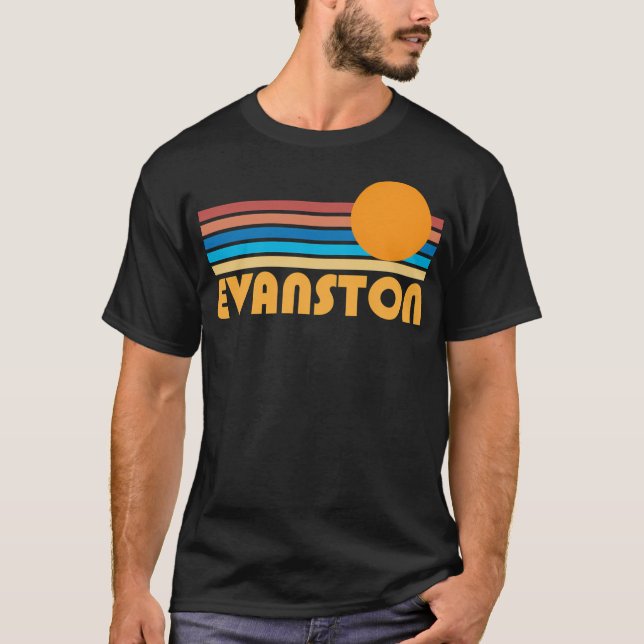 Evanston Retro Sunset Logotyp T Shirt (Framsida)
