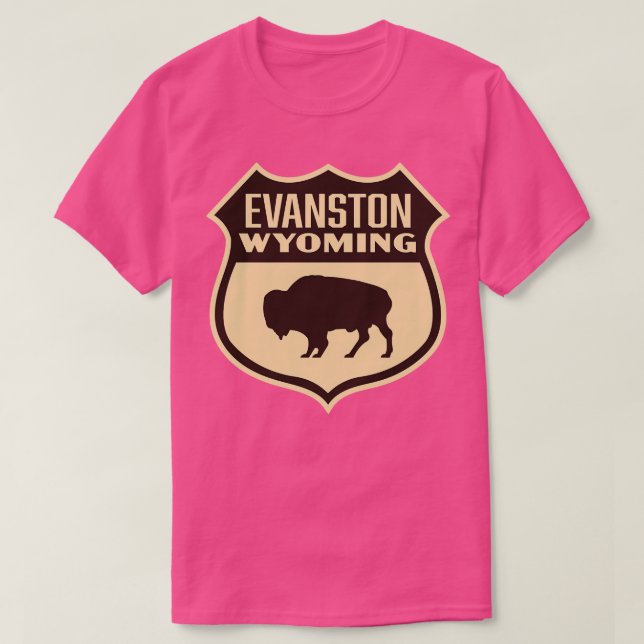 Evanston Wyoming Retro Buffalo Shield Brown T Shirt (Design framsida)