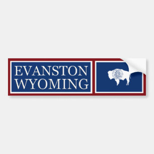 Evanston Wyoming Statlig flagga Bumper Sticker Bildekal