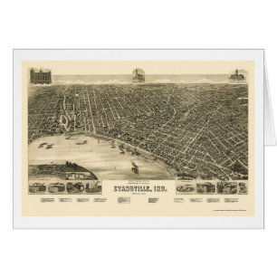 Evansville, IN Panorama-karta - 1888 Hälsningskort
