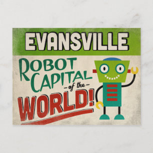 Evansville Indiana Robot - Funny Vintage Vykort