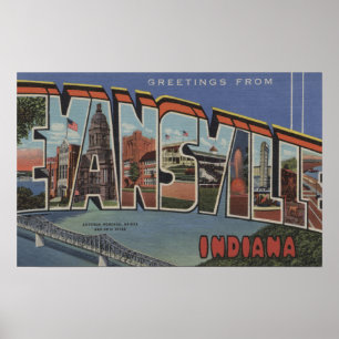 Evansville Indiana - stora brevplatser Poster