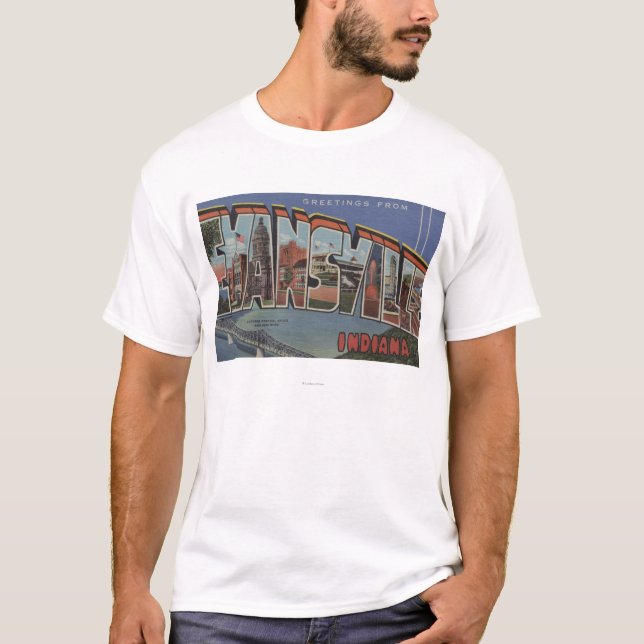 Evansville Indiana - stora brevplatser T-shirt (Framsida)