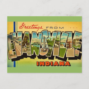 Evansville Indiana Vintage vykort