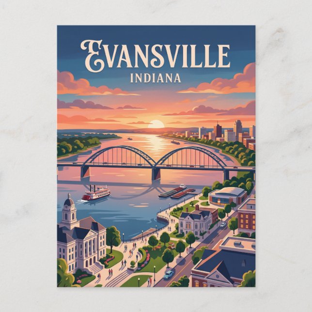 Evansville, Indiana Vykort (Framsida)