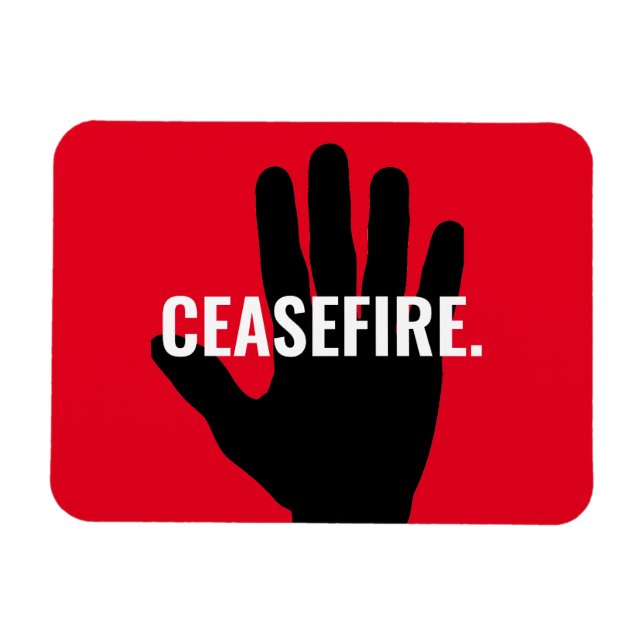 Evapenstillestånd, vit svart hand mot krig anpassn magnet (Horisontell)