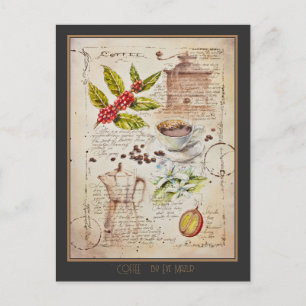 EVE Målade kaffe botanisk illustration Vykort
