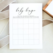 EVELYN Baby Shower Bingo Kort | Minimalistiskt Spe
