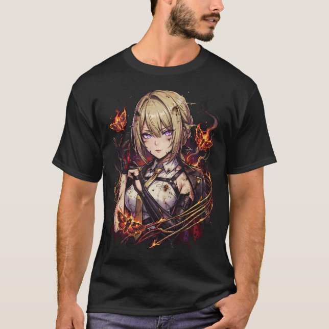 Evelyn Chevalier ZZZ Röda brinnande tetherporträtt T Shirt (Framsida)