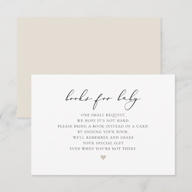 EVELYN Elegant Calligraphy Bokar for Baby Card Inbjudningar (Fram/baksida)