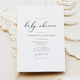 EVELYN Elegant Calligraphy Script Baby Shower Inbjudningar