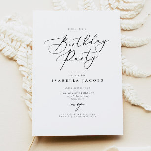 EVELYN Elegant Calligraphy Script Birthday-inbjuda Inbjudningar